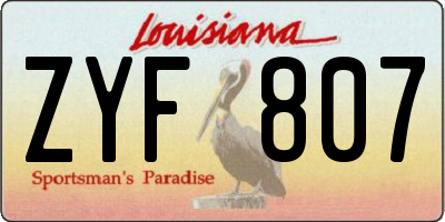 LA license plate ZYF807