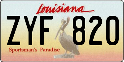 LA license plate ZYF820