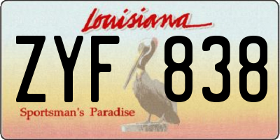 LA license plate ZYF838