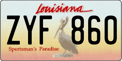 LA license plate ZYF860