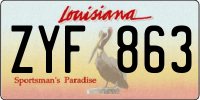LA license plate ZYF863