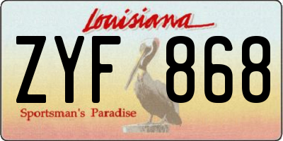 LA license plate ZYF868