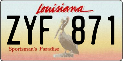 LA license plate ZYF871