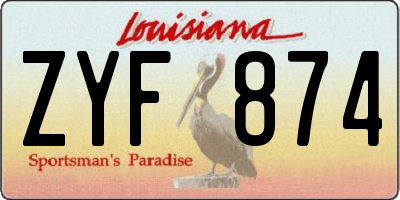 LA license plate ZYF874