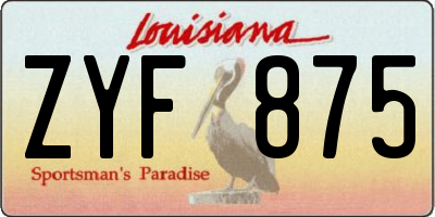 LA license plate ZYF875