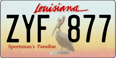 LA license plate ZYF877