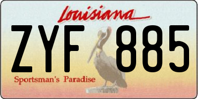 LA license plate ZYF885