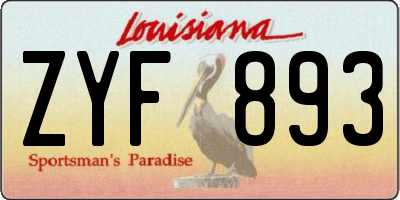 LA license plate ZYF893