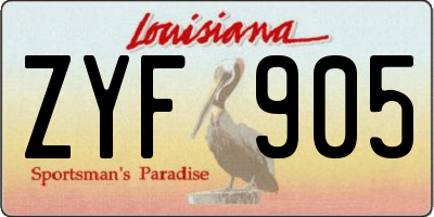 LA license plate ZYF905