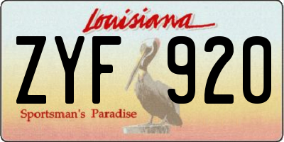 LA license plate ZYF920