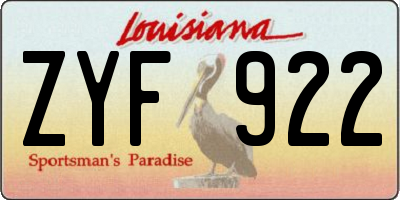 LA license plate ZYF922