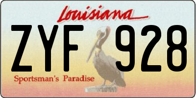 LA license plate ZYF928