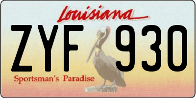 LA license plate ZYF930
