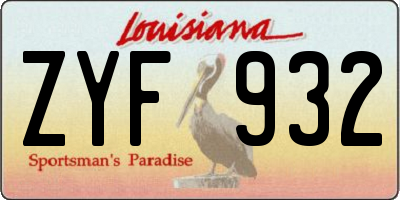 LA license plate ZYF932