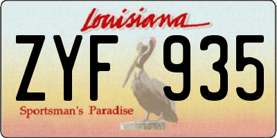 LA license plate ZYF935