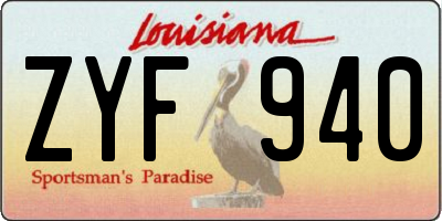 LA license plate ZYF940