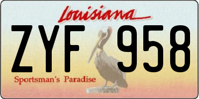 LA license plate ZYF958