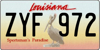 LA license plate ZYF972