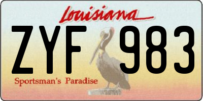 LA license plate ZYF983