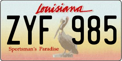 LA license plate ZYF985