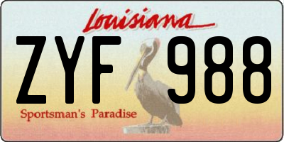 LA license plate ZYF988