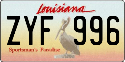 LA license plate ZYF996