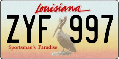 LA license plate ZYF997