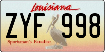 LA license plate ZYF998