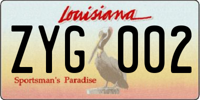 LA license plate ZYG002