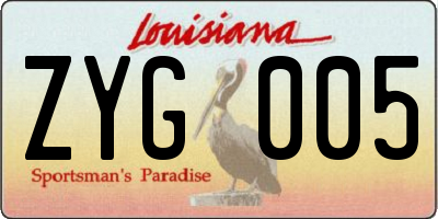 LA license plate ZYG005