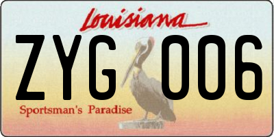 LA license plate ZYG006