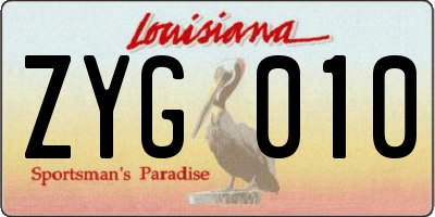 LA license plate ZYG010