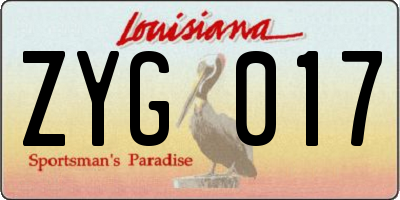 LA license plate ZYG017