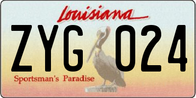 LA license plate ZYG024