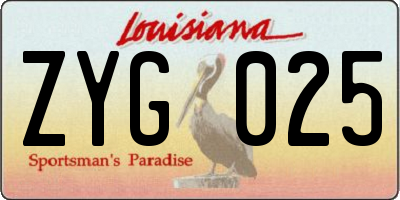 LA license plate ZYG025