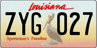 LA license plate ZYG027