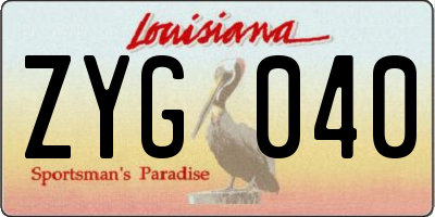LA license plate ZYG040