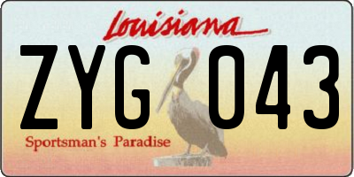LA license plate ZYG043