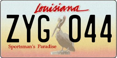 LA license plate ZYG044
