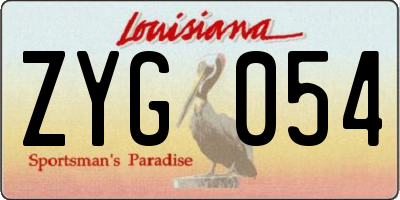 LA license plate ZYG054