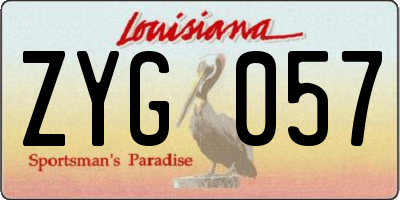 LA license plate ZYG057