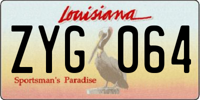 LA license plate ZYG064