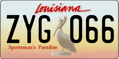 LA license plate ZYG066