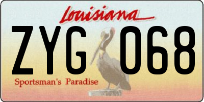 LA license plate ZYG068
