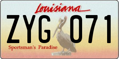 LA license plate ZYG071