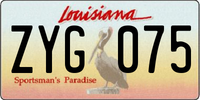 LA license plate ZYG075