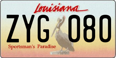 LA license plate ZYG080