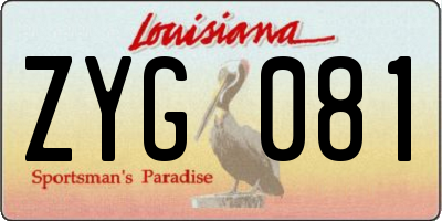 LA license plate ZYG081