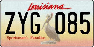 LA license plate ZYG085