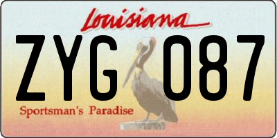 LA license plate ZYG087